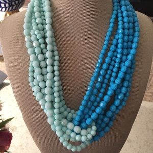 Anthropologie Beaded Twist necklace in blue